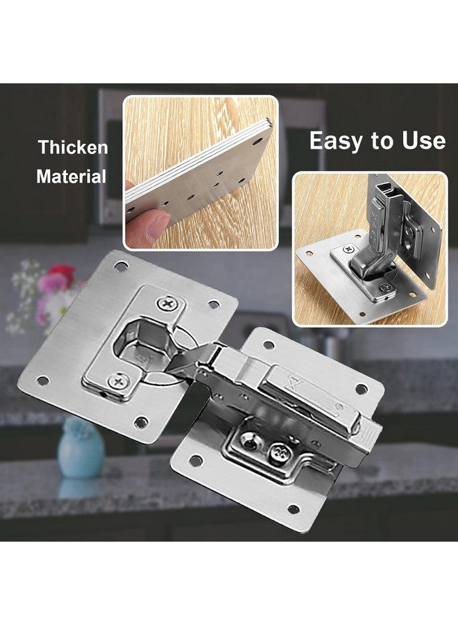 KesaPlan 4Pairs Thick Hinge Repair Plate Kit with Hole for Cabinet, Rust Resistant Stainless Steel Plate Repair Brackets, Easy Installation Hinges with Mounting Screws Fixing for Kitchen Cupboard Door - Image 3