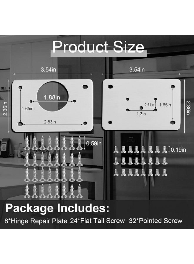 KesaPlan 4Pairs Thick Hinge Repair Plate Kit with Hole for Cabinet, Rust Resistant Stainless Steel Plate Repair Brackets, Easy Installation Hinges with Mounting Screws Fixing for Kitchen Cupboard Door - Image 2