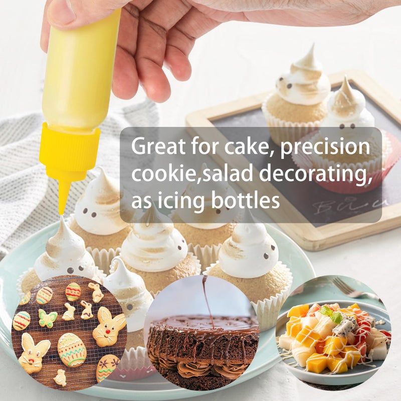 suoundey 10pcs Squeeze Writer Bottles 30ml/60ml Plastic Icing Bottles Small Easy Squeeze Bottle 1 And 2 Ounce For Cakes Cookie Decorating, Food Coloring, Food DIY & Ice Cream Decoration - Image 5