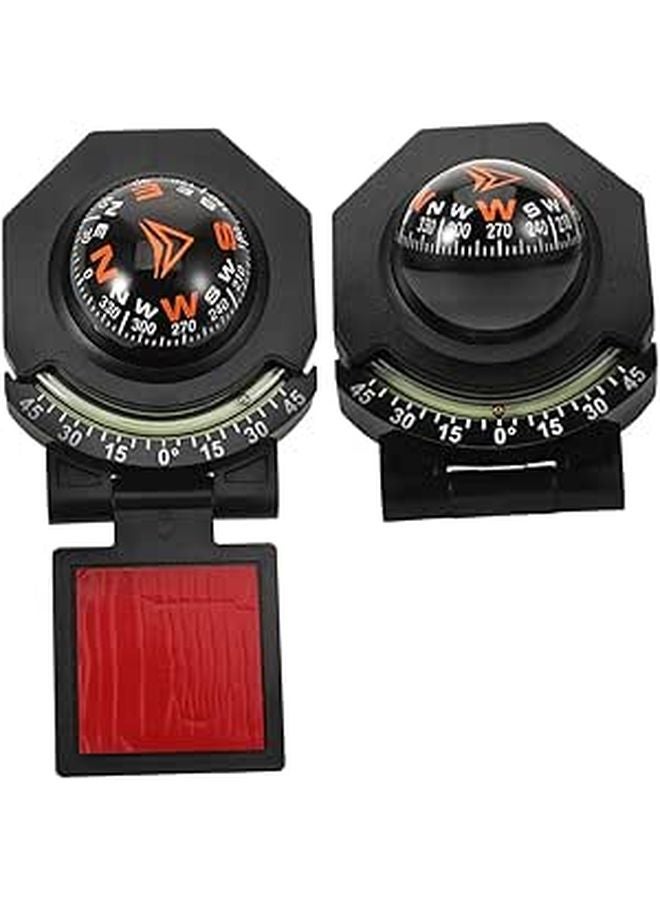 2Pcs Auto Compass with Inclinometer Dash Mount Navigation Tool for Car Boat - Image 1
