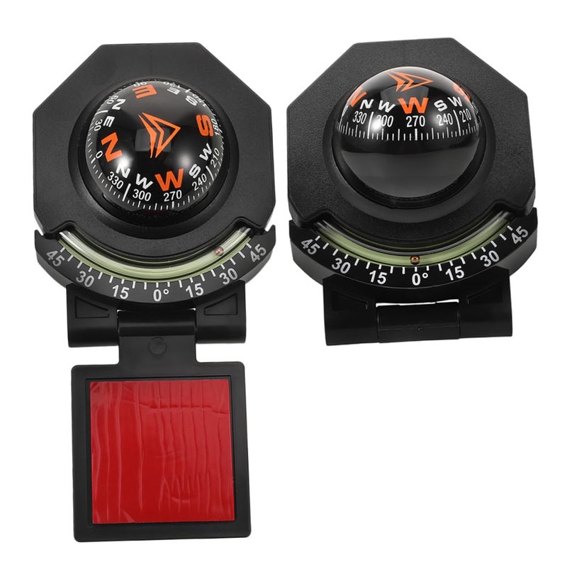 2Pcs Auto Compass with Inclinometer Dash Mount Navigation Tool for Car Boat - Image 2