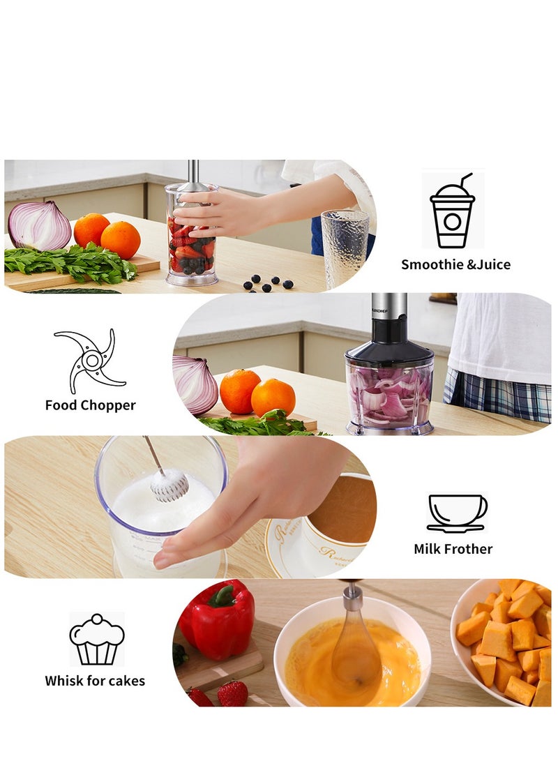 NIUB 5 in 1 Electric Hand Blender Set, 1000W Handheld Corded Blender Includes Beaker + Chopper + Whisk, Variable Speed Mixer for Baby Food and Smoothies - Image 5