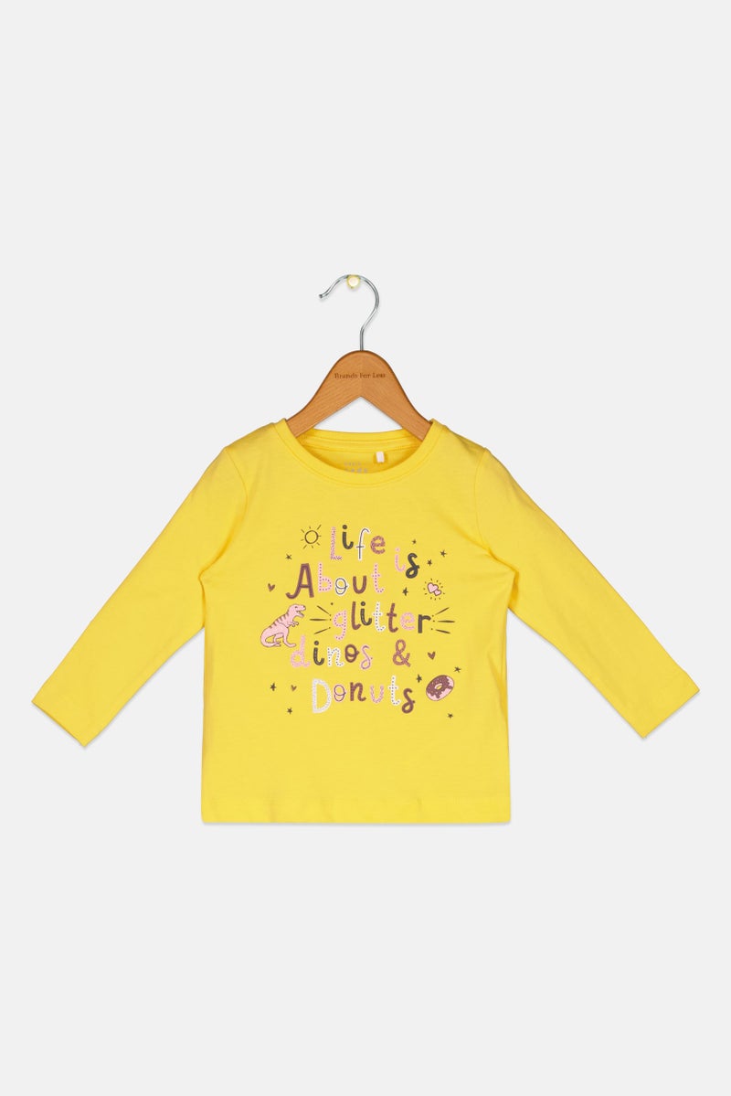 NAME IT Basic Needs x Name It Toddlers Girl Graphic Print Long Sleeve Top, Yellow - Image 1