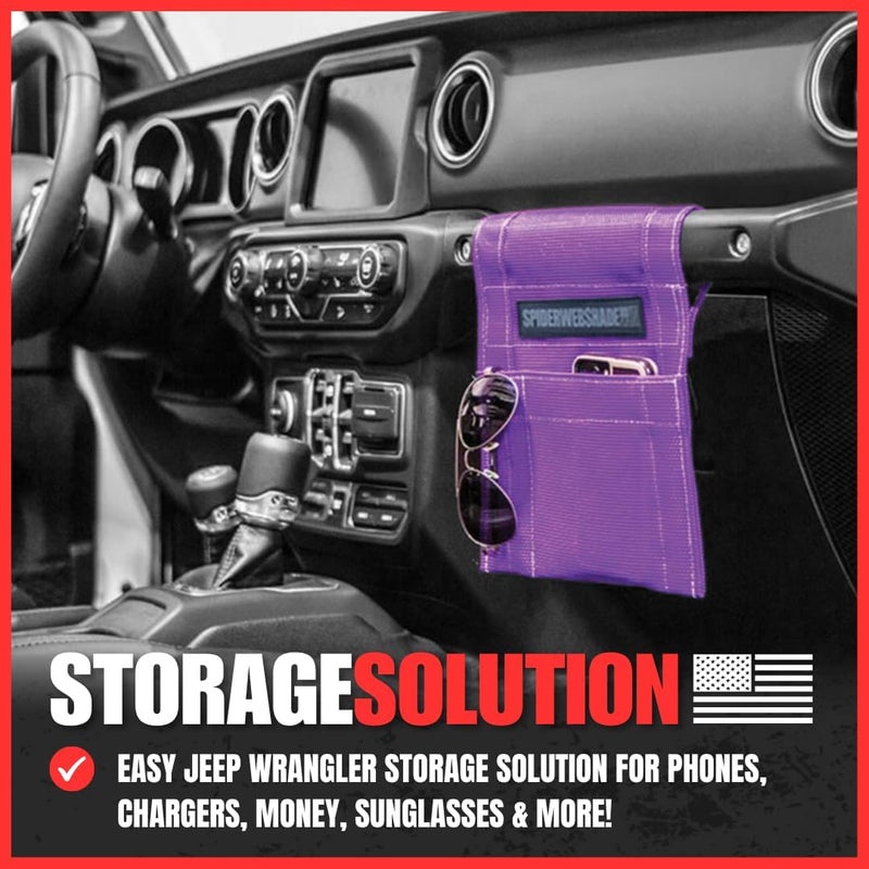 SPIDERWEBSHADE Jeep Wrangler Mesh GrabBag Passenger Accessory Storage Pouch Organizer - Purple - Image 2
