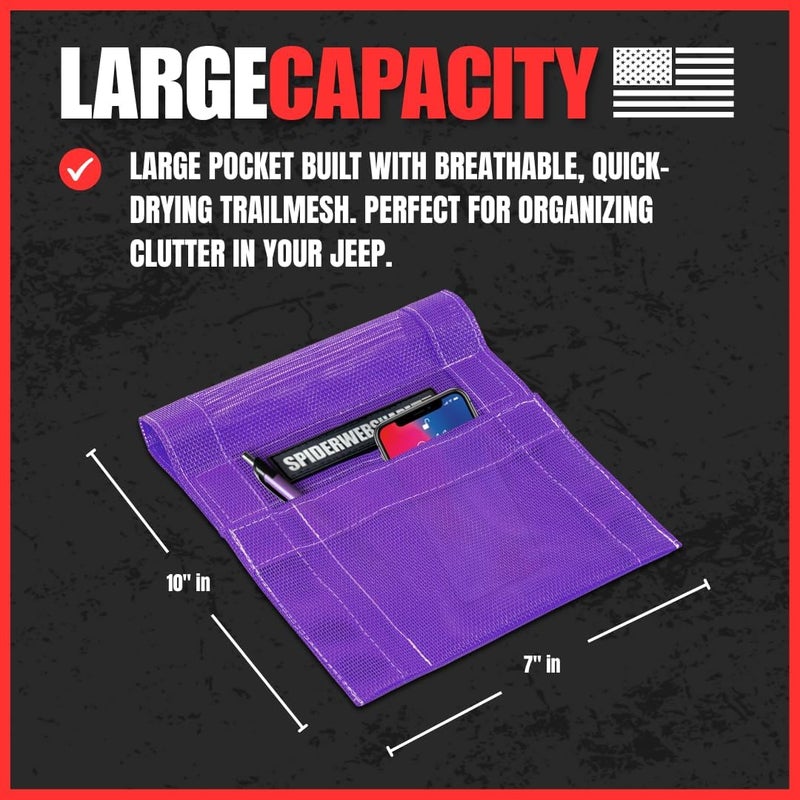 SPIDERWEBSHADE Jeep Wrangler Mesh GrabBag Passenger Accessory Storage Pouch Organizer - Purple - Image 3