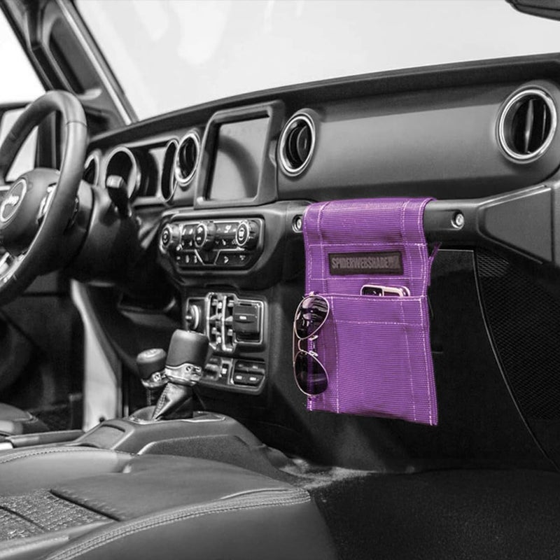SPIDERWEBSHADE Jeep Wrangler Mesh GrabBag Passenger Accessory Storage Pouch Organizer - Purple - Image 1