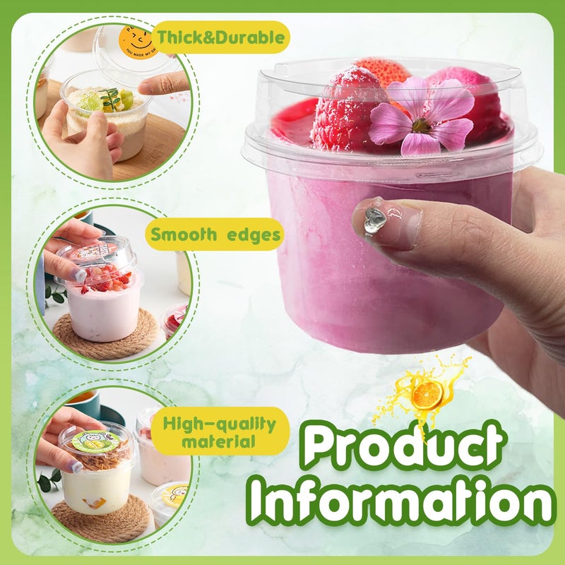 Alaeseje 50 Pack 8 oz Plastic Dessert Cups with Lids,Disposable Plastic Cups,Clear Yogurt Parfait Cups for Ice Cream,Cake,Fruit,Parfait, Pudding and Jello Shot - Image 3