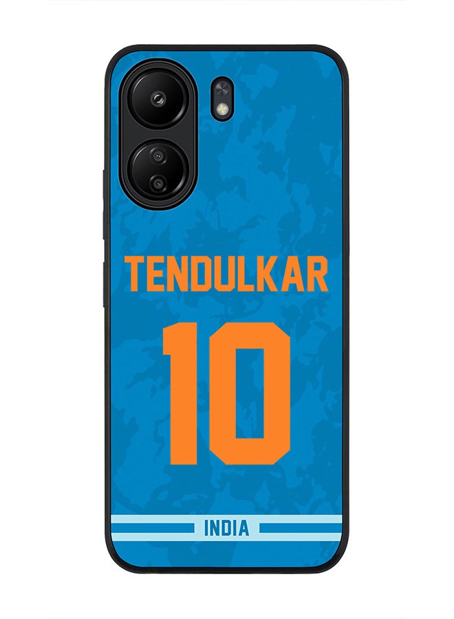 Stylizedd Rugged Black Edge Case for Xiaomi Redmi 13C 4G, Slim fit Flexible Case Cover - Team India Sachin Tendulkar, Jersey No 10 - Image 1