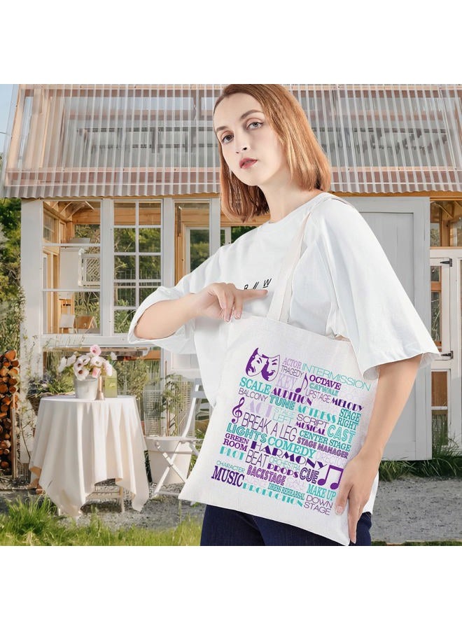 LEVLO Mask Musical Canvas Tote Bag Drama Theater Gifts Musical Theatra Fans Shoulder Bag For Theatre Lover (Comedy Tragedy Mask Tote) - Image 3