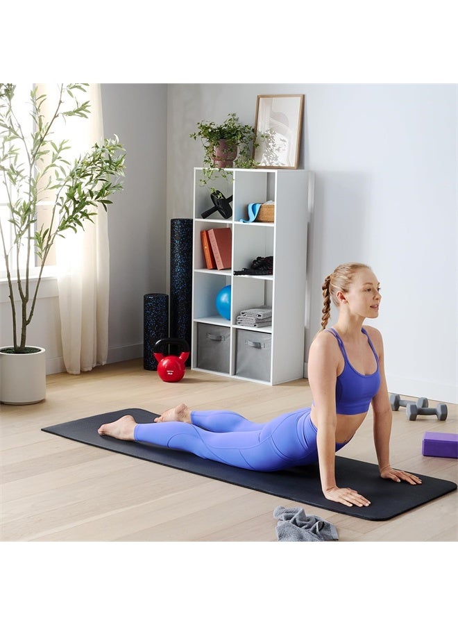 هومستر يوغا مات غير انزلاق، يوغا مات مع حزام متضمن 10 مم سميكة ممارسة مات، مثالية للبيلاتيس، اليوغا والعديد من التدريبات المنزلية الأخرى، أسود - Image 5