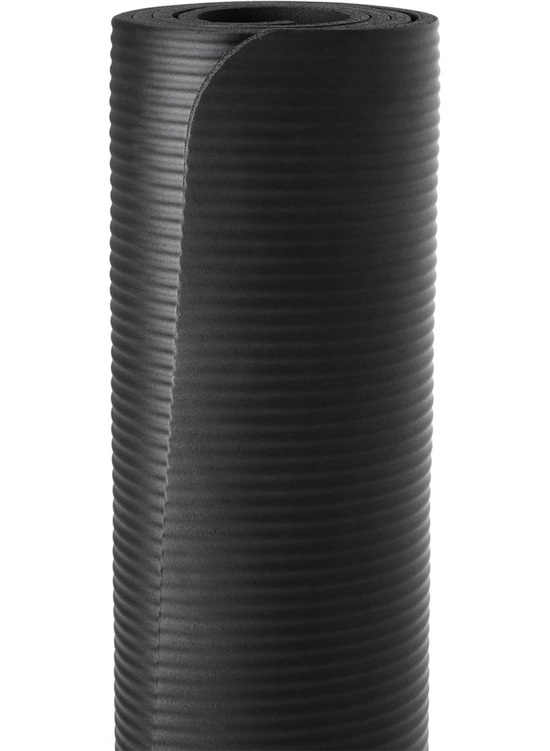 هومستر يوغا مات غير انزلاق، يوغا مات مع حزام متضمن 10 مم سميكة ممارسة مات، مثالية للبيلاتيس، اليوغا والعديد من التدريبات المنزلية الأخرى، أسود - Image 2