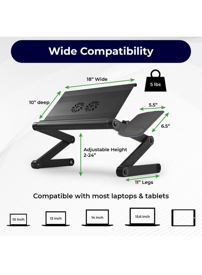 Uncaged Ergonomics WorkEZ Cooling Adjustable Laptop Stand for Desk w/Fan USB Ports Mouse Pad Ergonomic Foldable Laptop Riser Portable Computer Stand Laptop Holder, Black - Image 3