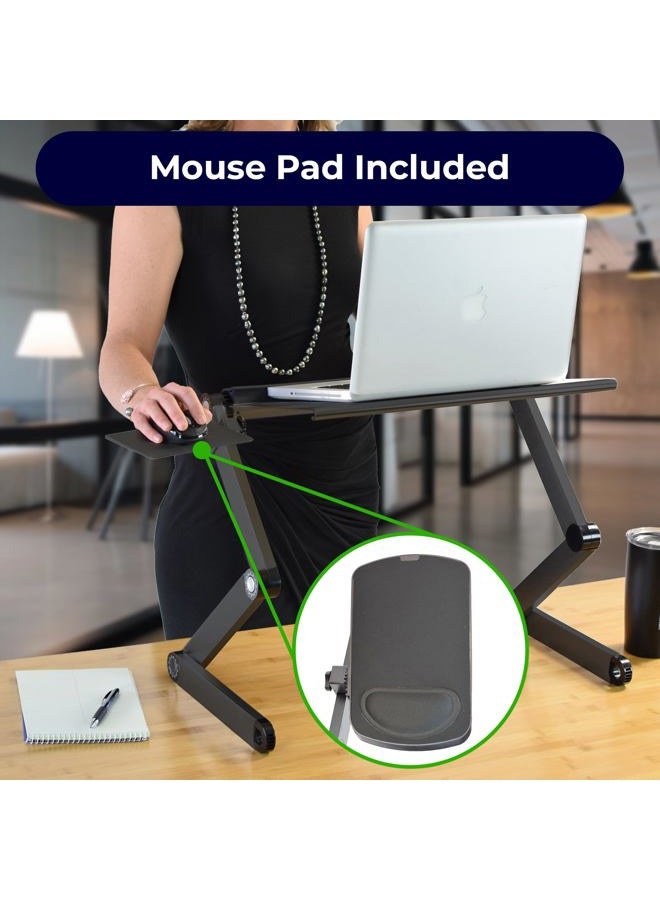 Uncaged Ergonomics WorkEZ Cooling Adjustable Laptop Stand for Desk w/Fan USB Ports Mouse Pad Ergonomic Foldable Laptop Riser Portable Computer Stand Laptop Holder, Black - Image 4