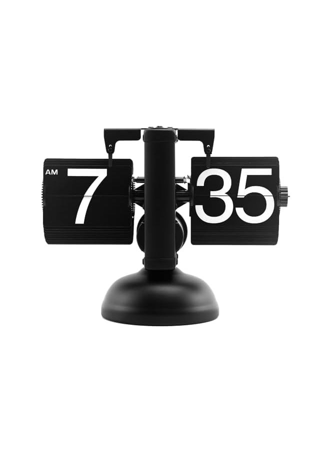 Retro Flip Clock, Digital Vintage Flip Clock with Large Number Display for Office Bedroom Living Room, Antique Mechanical Table Desk Clock, Aesthetic Decor Clock, Fancy Flip Clock (Black)