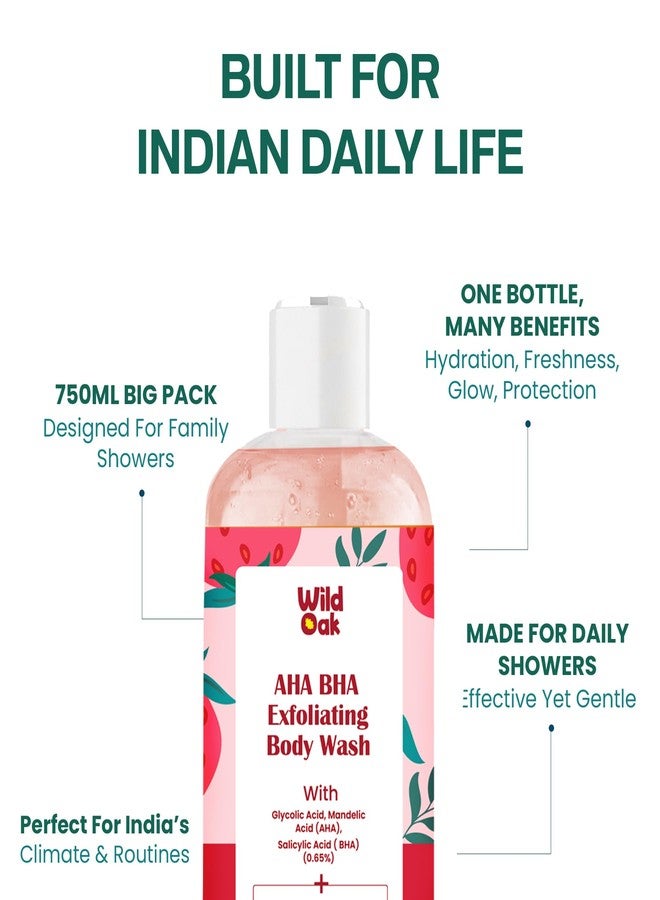 WILD OAK WildOak AHA BHA Exfoliating Body Wash with Scrub Beads | Salicylic, Mandelic & Glycolic Acid | Shower Gel for Body Acne, Strawberry Skin, Ingrown Hair & Uneven Texture | Non-Drying Formula | 300ml - Image 5