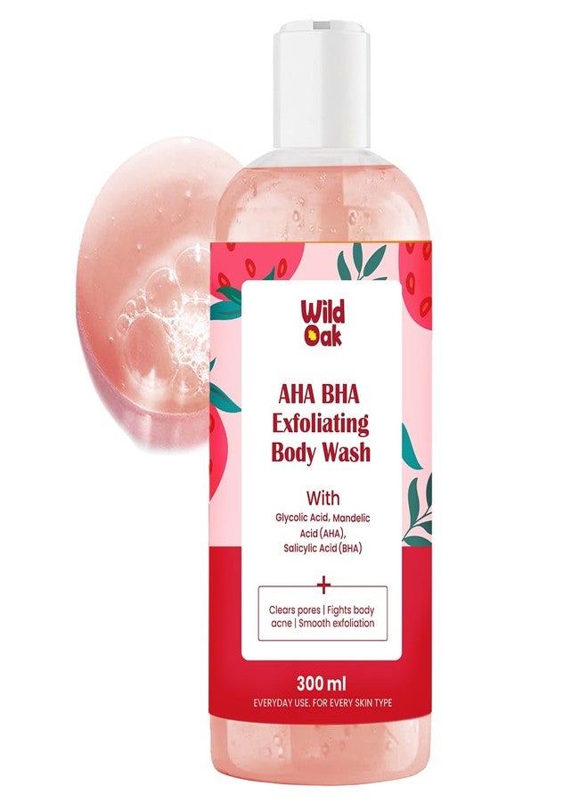 WILD OAK WildOak AHA BHA Exfoliating Body Wash with Scrub Beads | Salicylic, Mandelic & Glycolic Acid | Shower Gel for Body Acne, Strawberry Skin, Ingrown Hair & Uneven Texture | Non-Drying Formula | 300ml - Image 1
