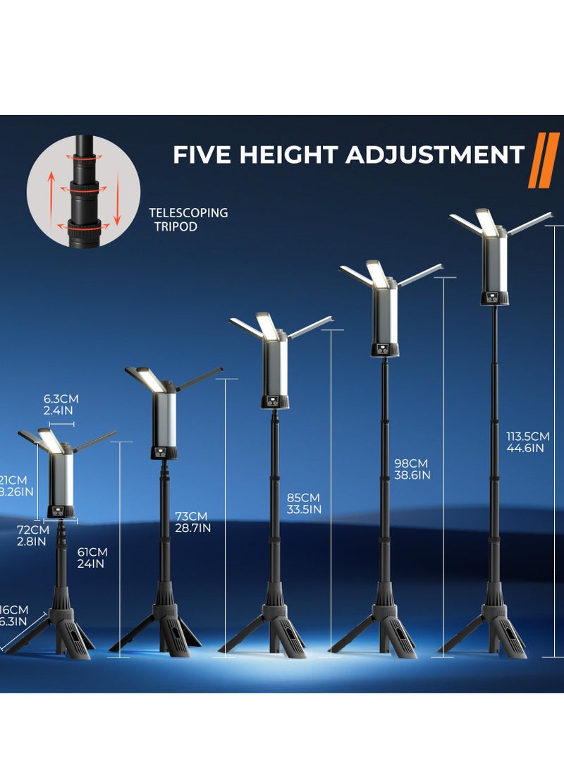 XiuWoo Rechargeable Work Light with Stand, Cordless LED Work Light with Portable Folding Stand, 6AH Battery Work Light, 2000Lumen Outdoor Camping Construction Lights  - Image 5