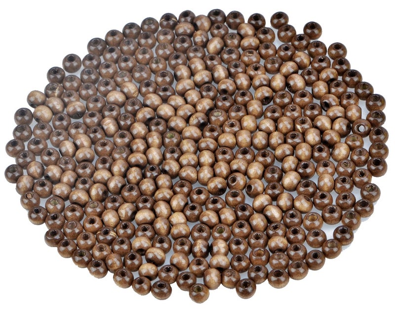 AD Beads Wood Spacer Loose Wooden Craft Beads Big Hole Beads Assorted for Necklace Bracelet Craft Making Decoration Small 4x6mm 400pcs Coffee