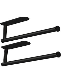 HOOKOR Paper Towel Holder for Kitchen, Stainless Steel Adhesive Roll Paper Holder Towel Holder Self for Kitchen Bathroom Washroom Toilet,Available in Adhesive and Drilling(Black 2pcs)  - Image 1