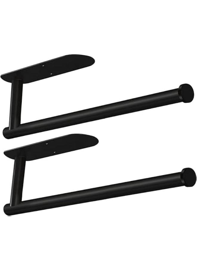 HOOKOR Paper Towel Holder for Kitchen, Stainless Steel Adhesive Roll Paper Holder Towel Holder Self for Kitchen Bathroom Washroom Toilet,Available in Adhesive and Drilling(Black 2pcs)  - Image 1