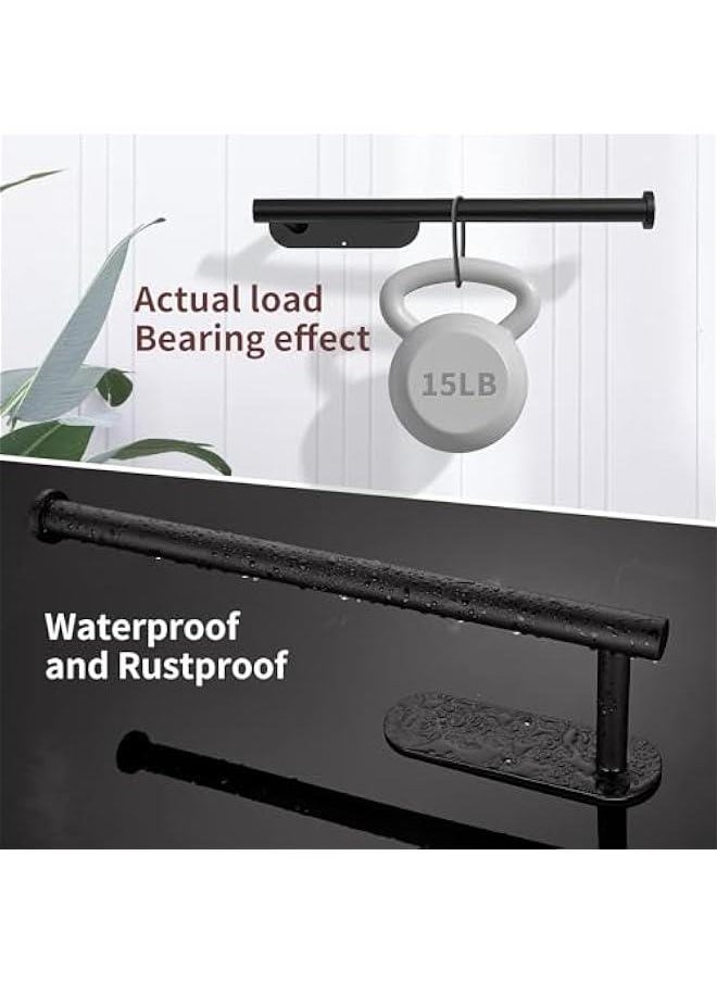 HOOKOR Paper Towel Holder for Kitchen, Stainless Steel Adhesive Roll Paper Holder Towel Holder Self for Kitchen Bathroom Washroom Toilet,Available in Adhesive and Drilling(Black 2pcs)  - Image 3