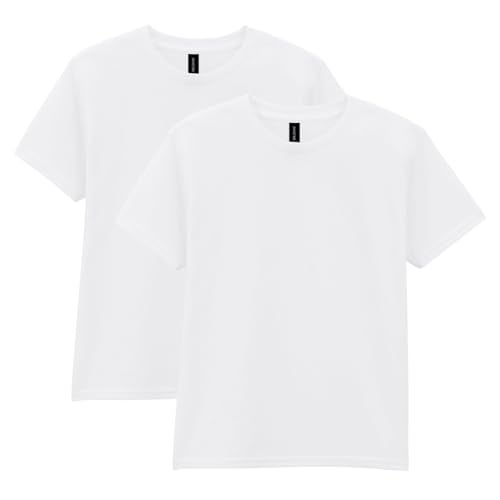 Gildan Unisex Child Dryblend Youth T-shirt, 2-pack, White, Small US - Image 1