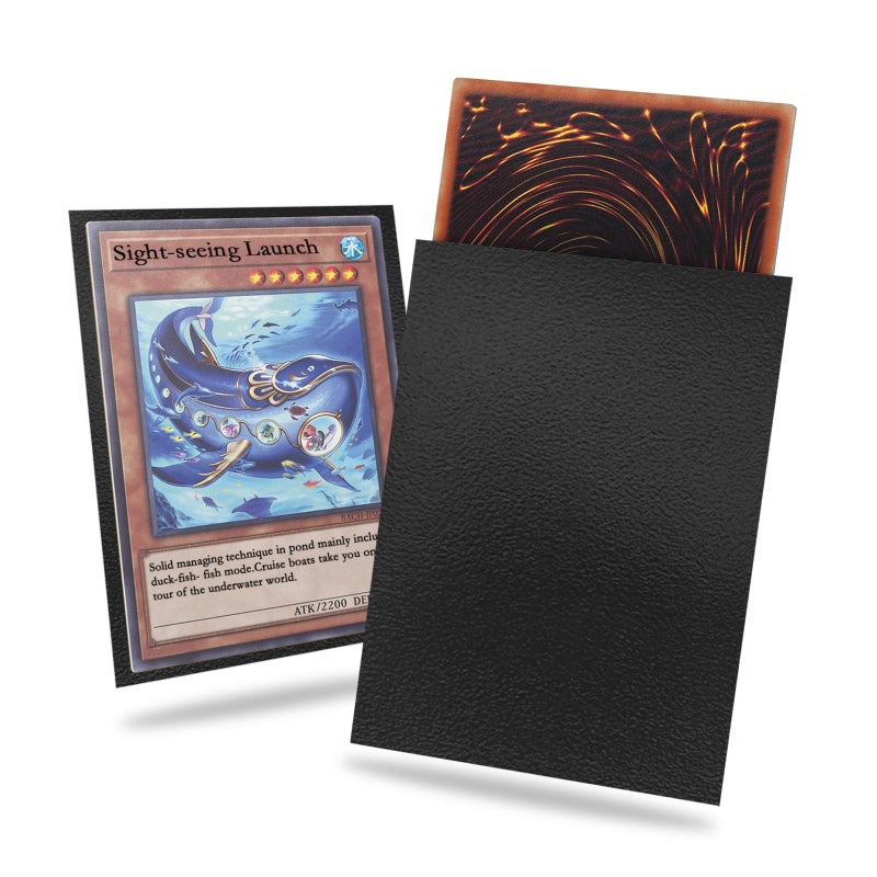 Fabmaker Black Yu-gi-oh Card Sleeve 200 Pack, Japanese Small Card Sleeves 62x89mm, Back Textured Perfect Shuffling, Protect Your Japanese Sized Trading Cards Kpop Photocard Never Tear - Image 1
