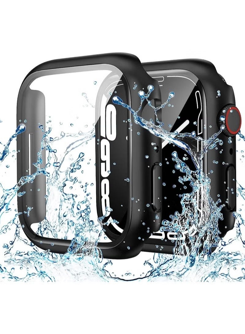 Full Protective Waterproof Case for Apple Watch 45mm Series 9 8 7 Hard PC Bumper with Screen Protector Face Cover and Accessories for iWatch 45 mm Black  - Image 1