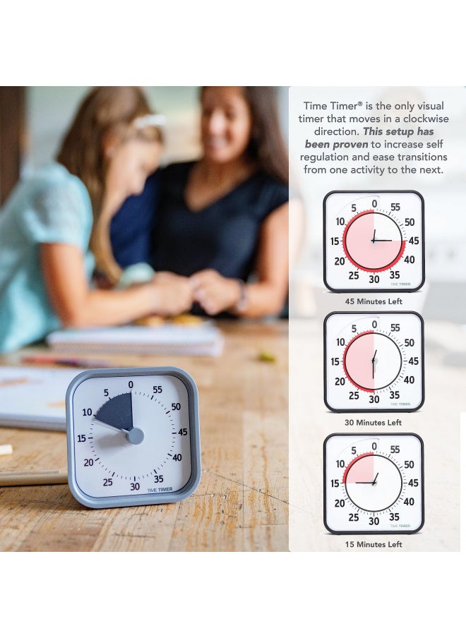 Time Timer TIME TIMER Home MOD - 60 Minute Kids Visual Timer Home Edition - for Homeschool Supplies Study Tool, Timer for Kids Desk, Office Desk and Meetings with Silent Operation (Pale Shale)  - Image 5