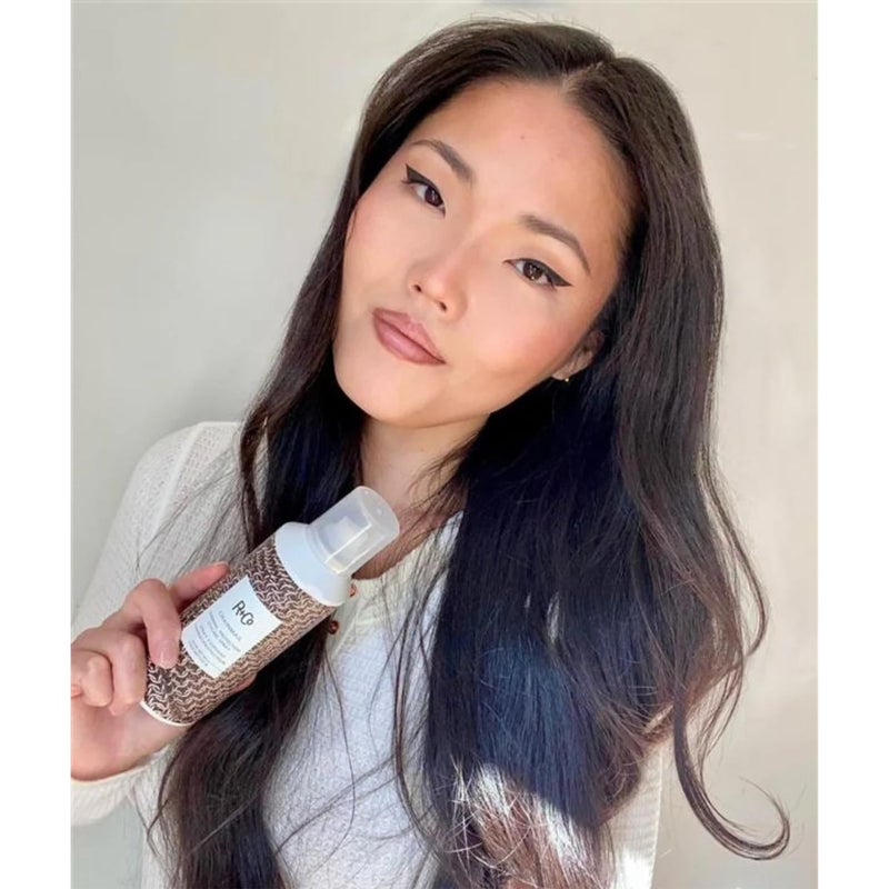 R+Co Outer Space Flexible Hairspray (9.5 Oz) + Chainmail Heat Protection Spray For Hair Travel Size (.5 Oz) | Vegan + Cruelty-Free | Set of 2 - Image 2