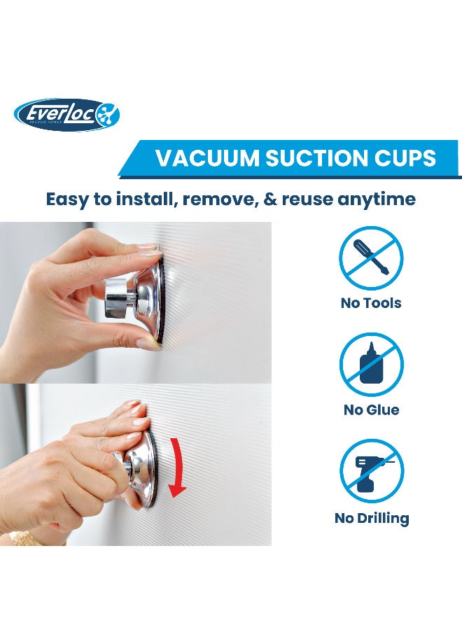 Everloc Bottle Holder, No Drilling, No Screws, No Glue, No Adhesive, Vacuum Suction Wall Mounted Chrome Shampoo holder; Sink Caddy; Shower Shelf for Bathroom and Kitchen, Easy Install, EVL-10507 - Image 4