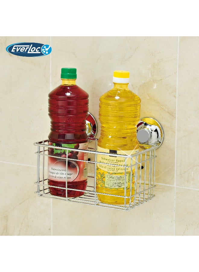 Everloc Bottle Holder, No Drilling, No Screws, No Glue, No Adhesive, Vacuum Suction Wall Mounted Chrome Shampoo holder; Sink Caddy; Shower Shelf for Bathroom and Kitchen, Easy Install, EVL-10507 - Image 2