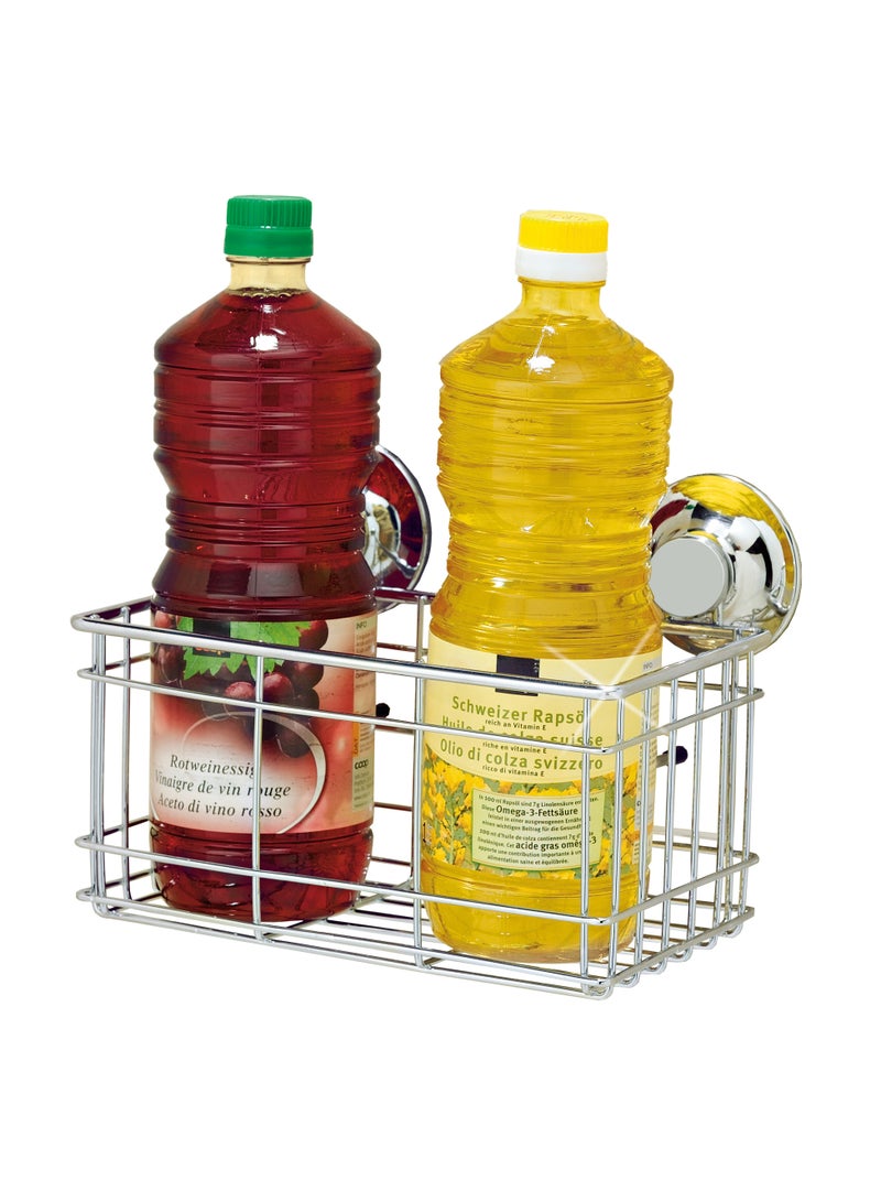 Everloc Bottle Holder, No Drilling, No Screws, No Glue, No Adhesive, Vacuum Suction Wall Mounted Chrome Shampoo holder; Sink Caddy; Shower Shelf for Bathroom and Kitchen, Easy Install, EVL-10507 - Image 1