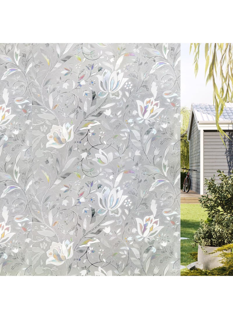 WPCTEV WPCTEV 3D Window Film No Glue Privacy for Glass Sticker Static Cling Heat Control Anti UV NonAdhesive Decorative Tulip 354 Inch x 131 Feet 
