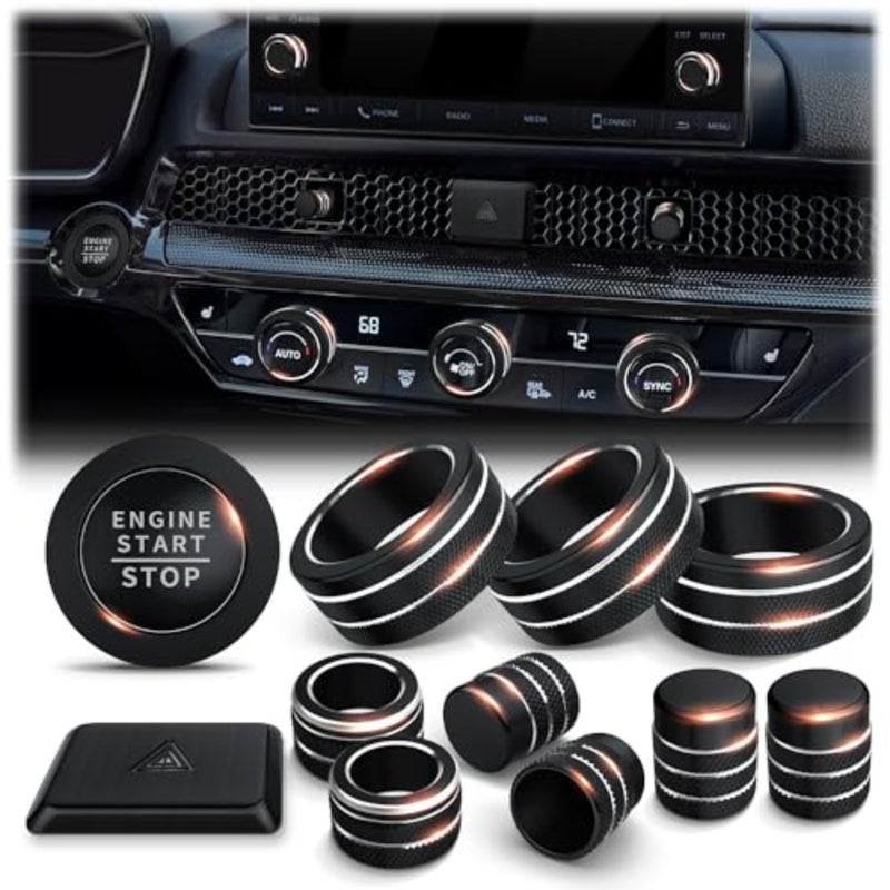 for Honda Civic 2022-2026 Accessories, CRV 03-06 and Acura Ingetra 03-06 Fit 7"/,12pcs Knob Cover Kit - Hazard Light, Push Start, Audio, AC and Air Vent - Image 1