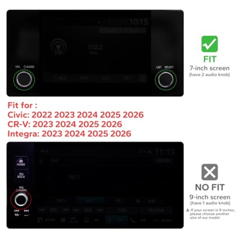 for Honda Civic 2022-2026 Accessories, CRV 03-06 and Acura Ingetra 03-06 Fit 7"/,12pcs Knob Cover Kit - Hazard Light, Push Start, Audio, AC and Air Vent - Image 2