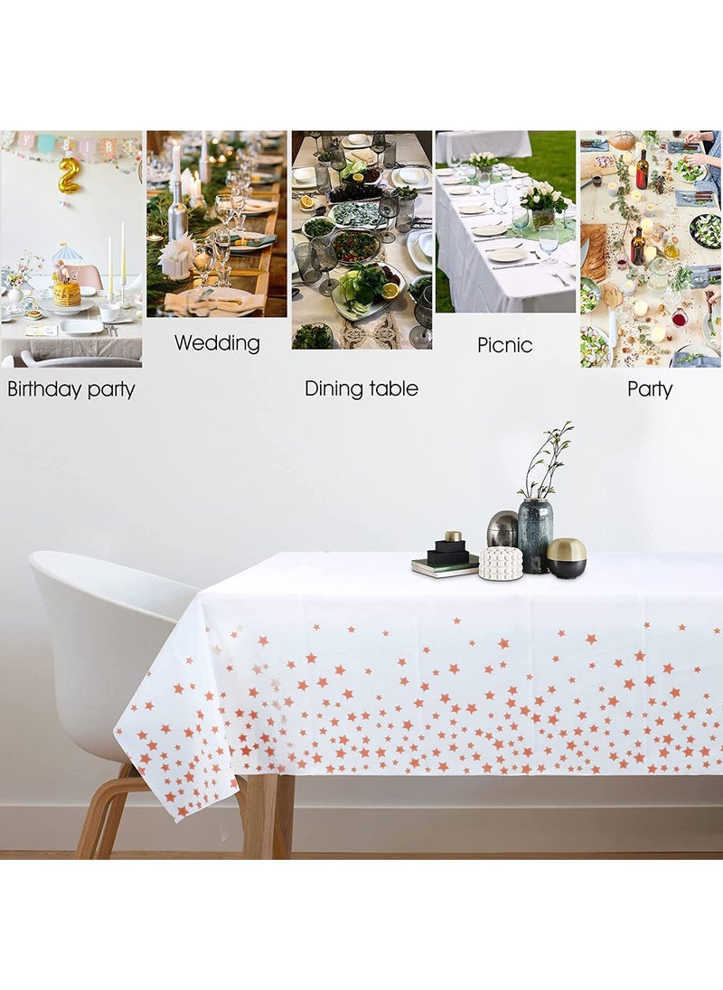 GOLDEN MILLION - Tablecloth for Rectangle Tables Star Plastic Disposable Party Table Covers for Birthday Parties, Wedding, Anniversary, Baby Shower, Fine Dining Decor 137 x 274cm - Image 1