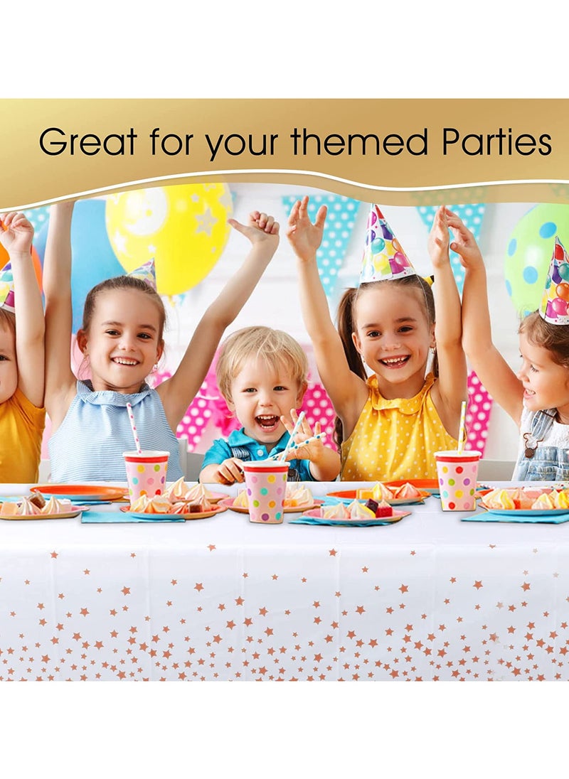 GOLDEN MILLION - Tablecloth for Rectangle Tables Star Plastic Disposable Party Table Covers for Birthday Parties, Wedding, Anniversary, Baby Shower, Fine Dining Decor 137 x 274cm - Image 1