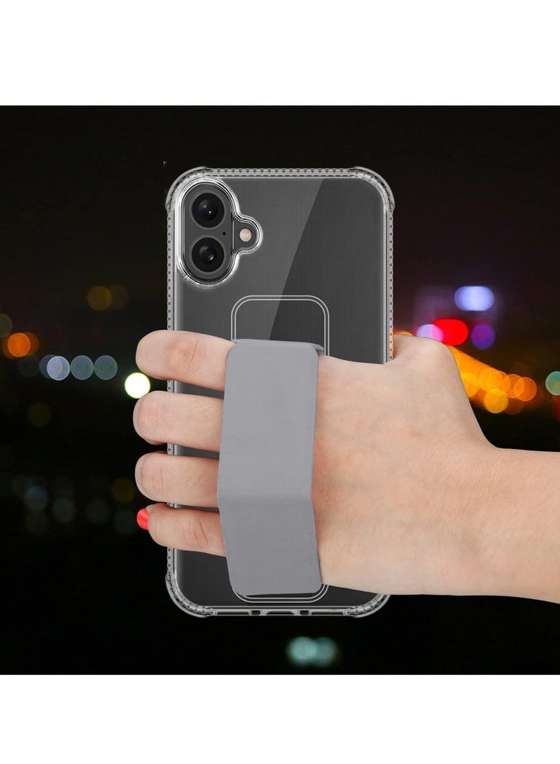 Wtech Apple iPhone 16 Plus 2024 TPU Hand Grip Air Pillow Case Cover - Clear/Grey - Image 3