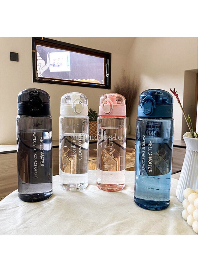 Arabest - 780ml Large Capacity Water Bottle, Portable Plastic Water Bottle, Sports Water Bottle, With a Pop-Up Lid and Time Mark Reminder Cream Cup, Used for Outdoor Sports and Fitness-Blue - Image 1