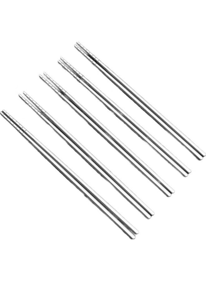 Pinyu 304 Stainless Steel Chopsticks, High-Quality Household Non-Slip Heat-Resistant Anti-Mold Square Chopsticks Set, Metal Stainless Steel - Image 3