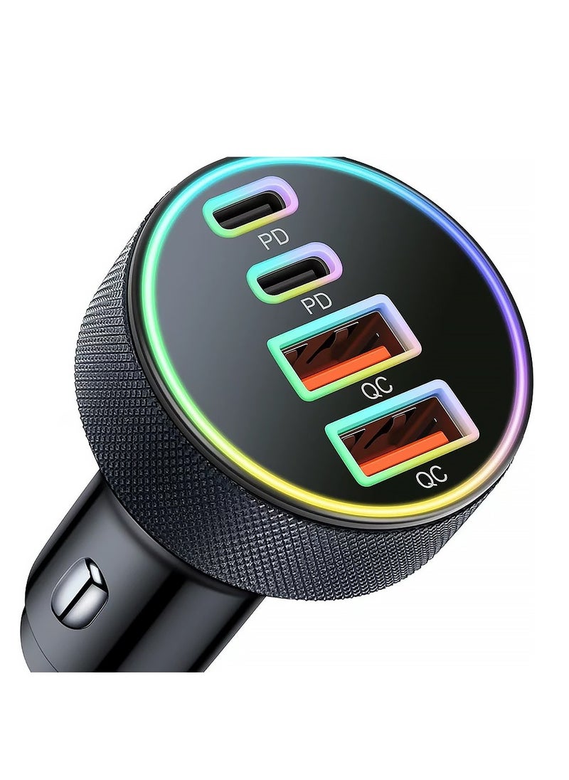 X-level - USB C Car Charger,4-Port 90W Dual USB-C & USB-A Car Charger Adapter PD/QC Multi Port Fast Charging for iPhone 16 15 14 13 12 11 Pro Max, iPad, Samsung S25 S24 S23 S22, Pixel, Android - Image 1