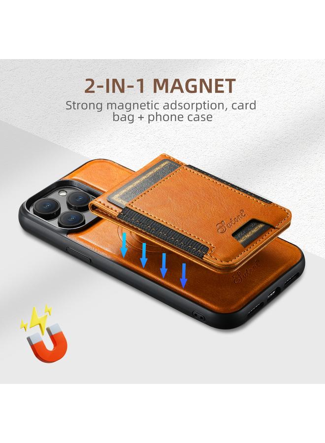 Suteni Case For iPhone 16 H17 Oil Eax Leather MagSafe Detachable Wallet Phone Case - Image 5