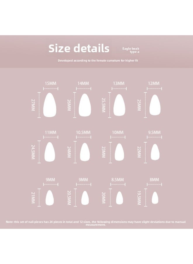 24 pieces of gradient color wearable nails, the style is versatile, removable, does not damage the nails, suitable for girls' finished nails - Image 5