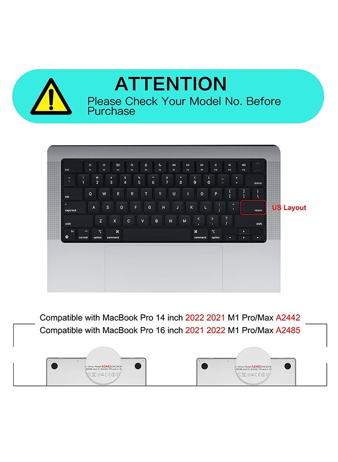O Ozone Macbook Keyboard Cover Skin for MacBook Pro 14 Inch 16 inch Keyboard skin 2021 Compatible with A2442 A2485 US English Layout Black  - Image 3