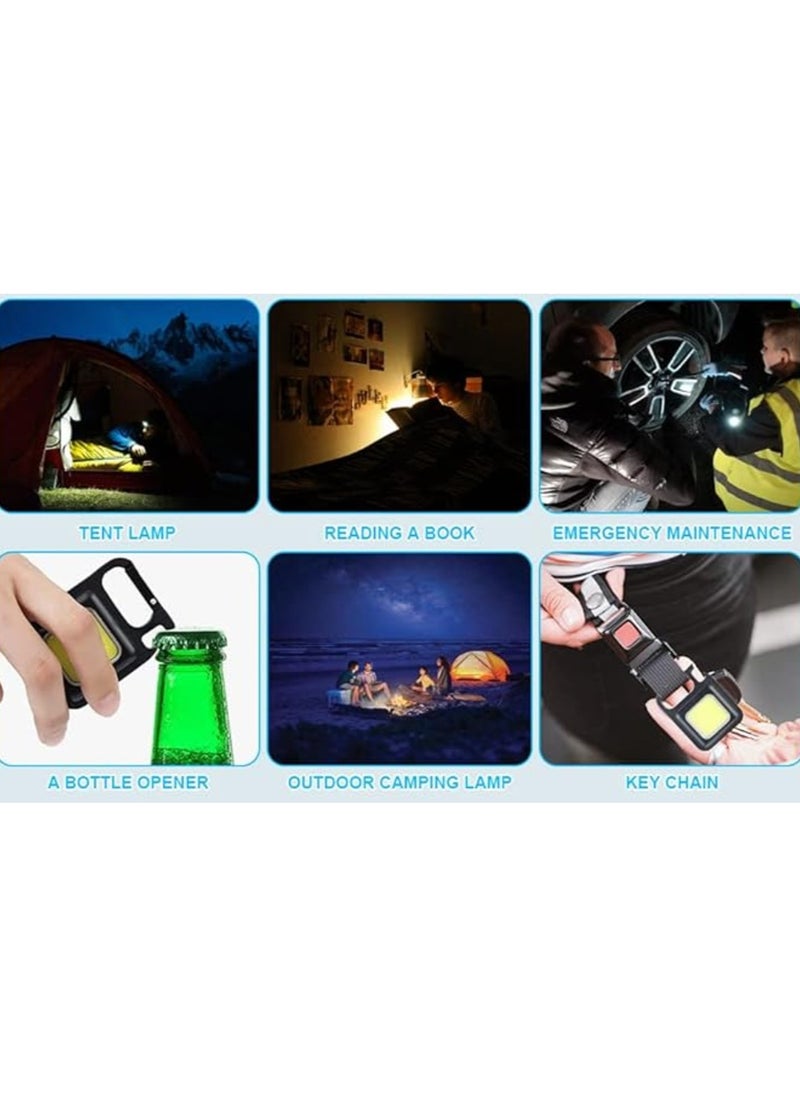 Generic - Multifunction Keychain Led Light with Bottle Opener, Magnetic Base and Folding Bracket Mini Cob 500 lumens Rechargeable Multifunctional Keychain Emergency Light Keychain - Image 1