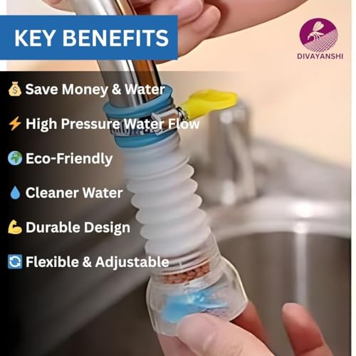 DIVAYANSHI Tap Filter for Kitchen Sink – Tap Shower & Water Tap Nozzle, Multipurpose Tap Filter Nozzle for Kitchen, Bathroom & Handwash, gardening, Durable & Splash-Proof (Pack of 2) - Image 5