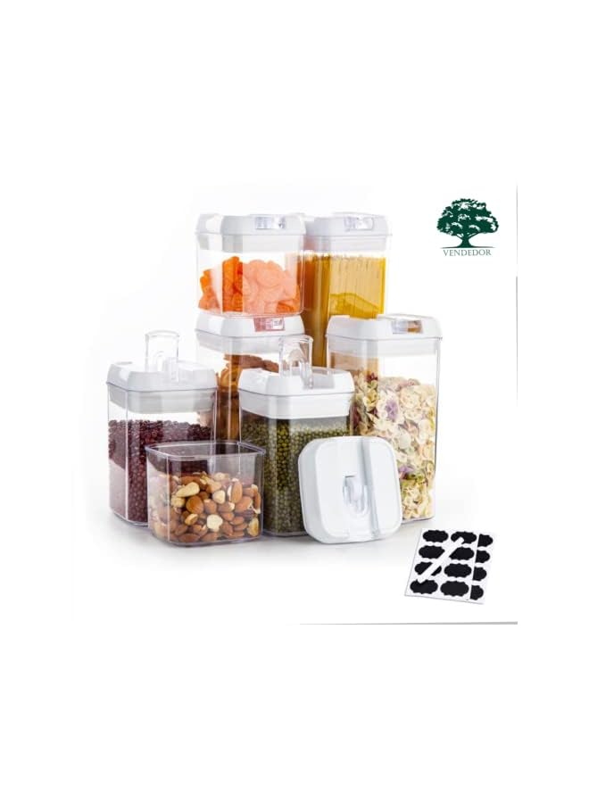 PROMASS Food Storage Containers set of 7Pcs - Kitchen Pantry Organization Plastic Storage Jar for Cereal, Coffee, Sugar, Flour Rice Storage - BPA Free, Leakproof Durable with Lid Lock - Image 3