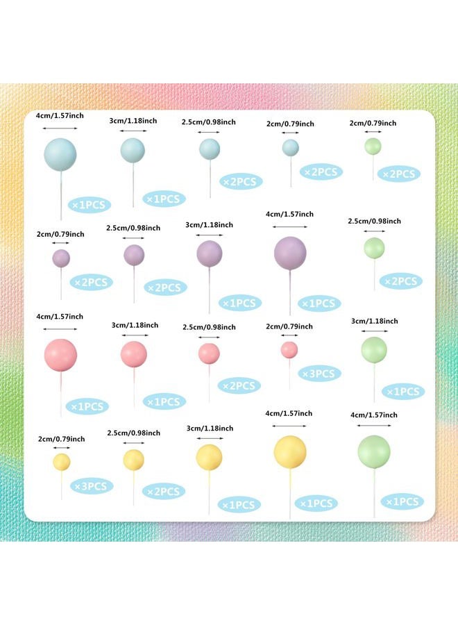 RASSLISA 32 PCS Ball Cake Picks Colorful Ball Shaped Cake Topper Pearl Balls Cupcake Cake Insert Topper for Birthday Party Wedding Decoration Supplies (Pink Yellow Blue Purple Green) - Image 2