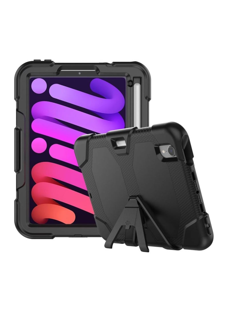general Case for iPad Mini 7 (A17 Pro) 2024 / iPad Mini 6 2021 8.3-inch, Heavy Duty Rugged Shockproof Silicone Case with Screen Protector, Foldable and Removable Stand, Pencil Holder